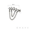 MULTI ROUND CZ DANGLE CHAIN TOP 316L SURGICAL STEEL THREADLESS (PUSH IN ) LABRET SET